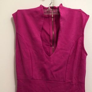 Hot Pink Deep V Gown